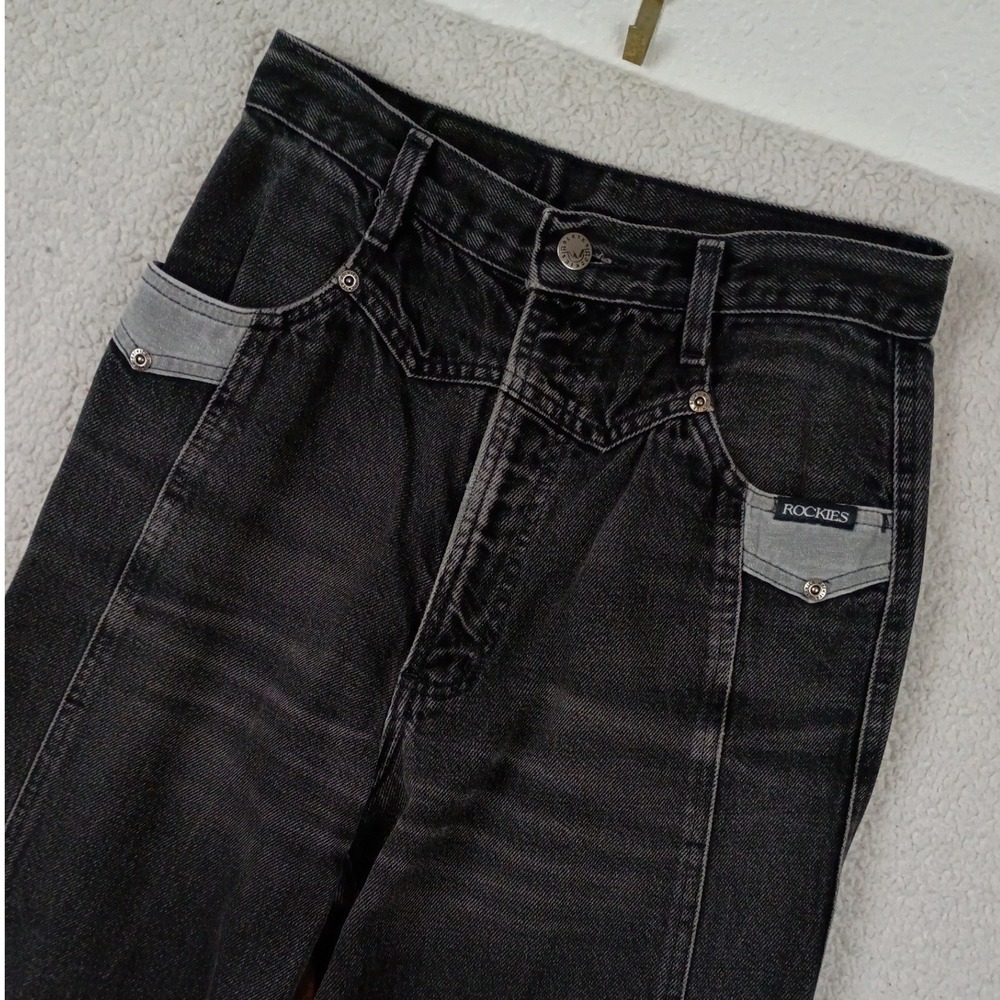 Rockies Vintage Riding Jeans Womens 7 26X34 Black Fade Western Bareback USA Made